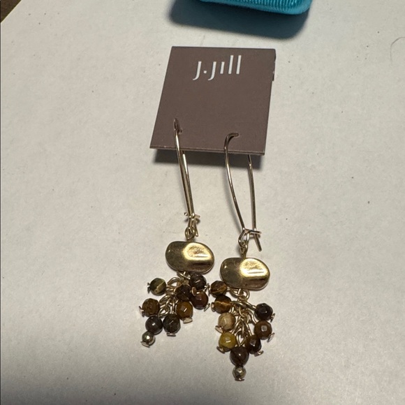 J. Jill Gold Tone Beaded Cluster Dangle Earrings NWT. (BJ111) - Picture 4 of 6